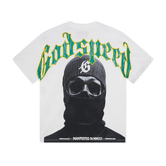 White & Beige Street Vintage Washed T-Shirt (Crafted Print) 3020