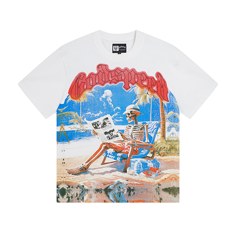 White Street Vintage Washed T-Shirt (Crafted Print) 3022