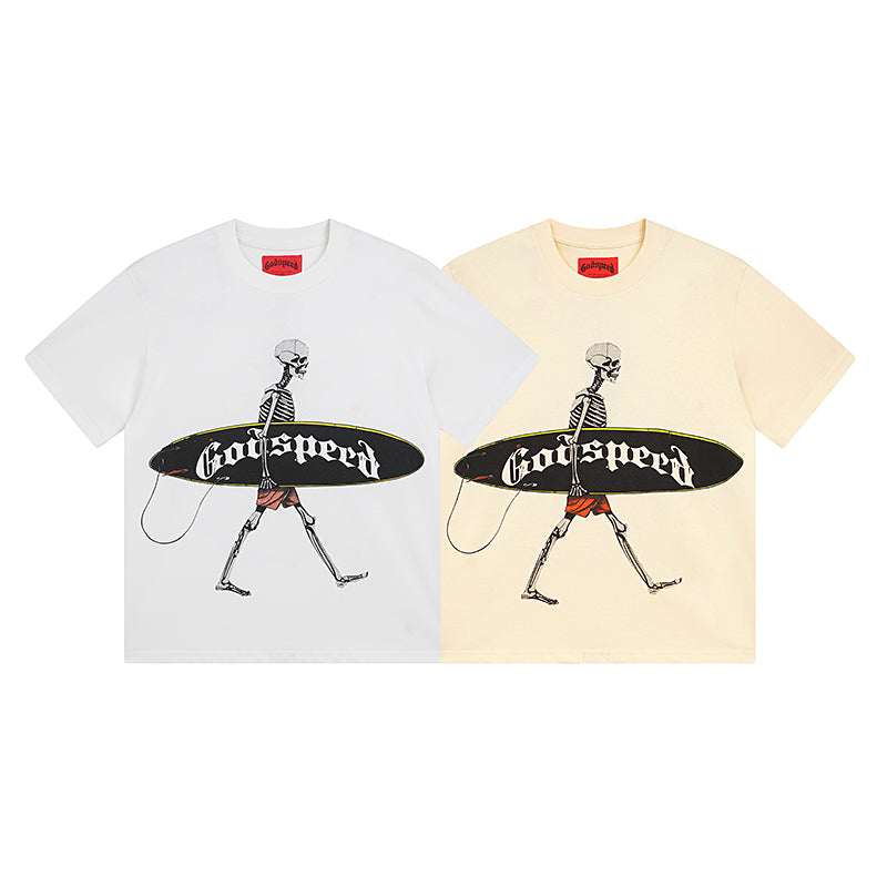 White & Beige Street Vintage Washed T-Shirt (Crafted Print) 3025