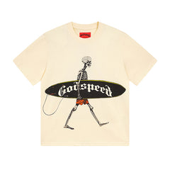 White & Beige Street Vintage Washed T-Shirt (Crafted Print) 3025