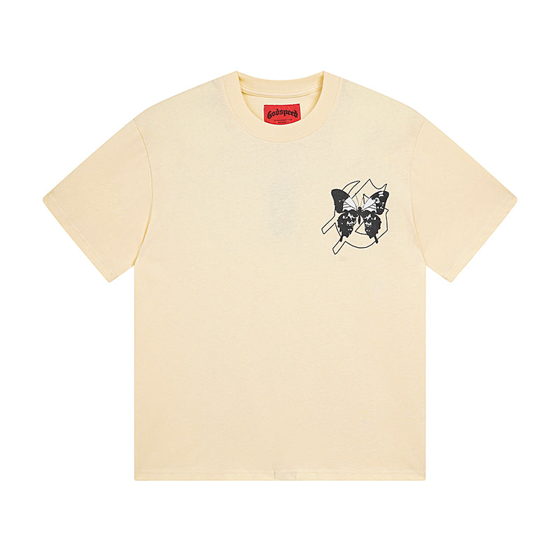 Red & Beige Street Vintage Washed T-Shirt (Crafted Print) 3026