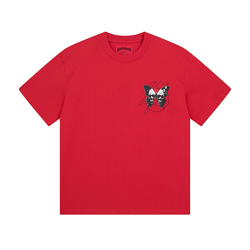 Red & Beige Street Vintage Washed T-Shirt (Crafted Print) 3026