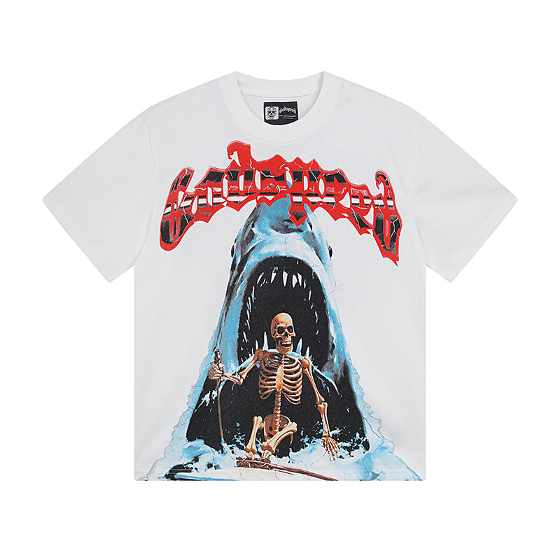 White & Beige Street Vintage Washed T-Shirt (Crafted Print) 3035