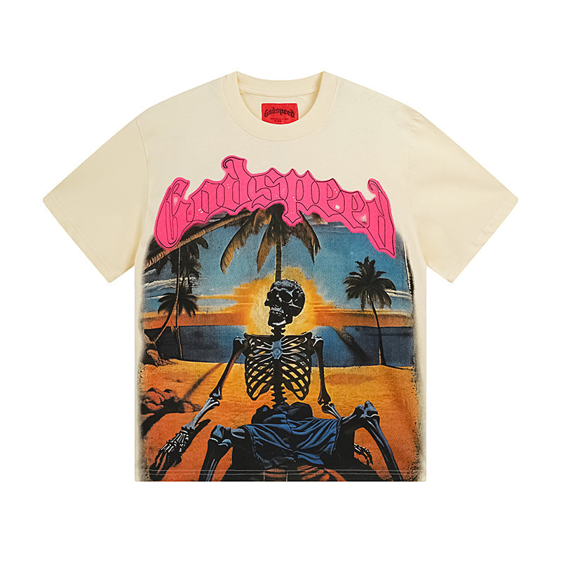 Beige Street Vintage Washed T-Shirt (Crafted Print) 3052