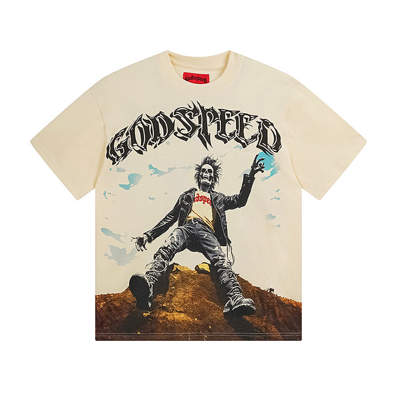 Beige Street Vintage Washed T-Shirt (Crafted Print) 3062