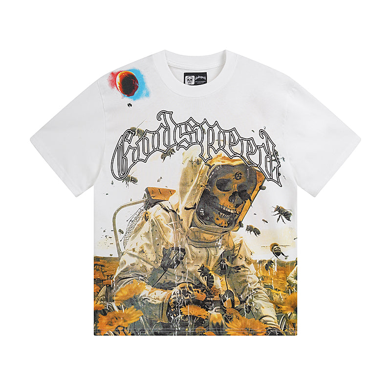 White Street Vintage Washed T-Shirt (Crafted Print) 3063
