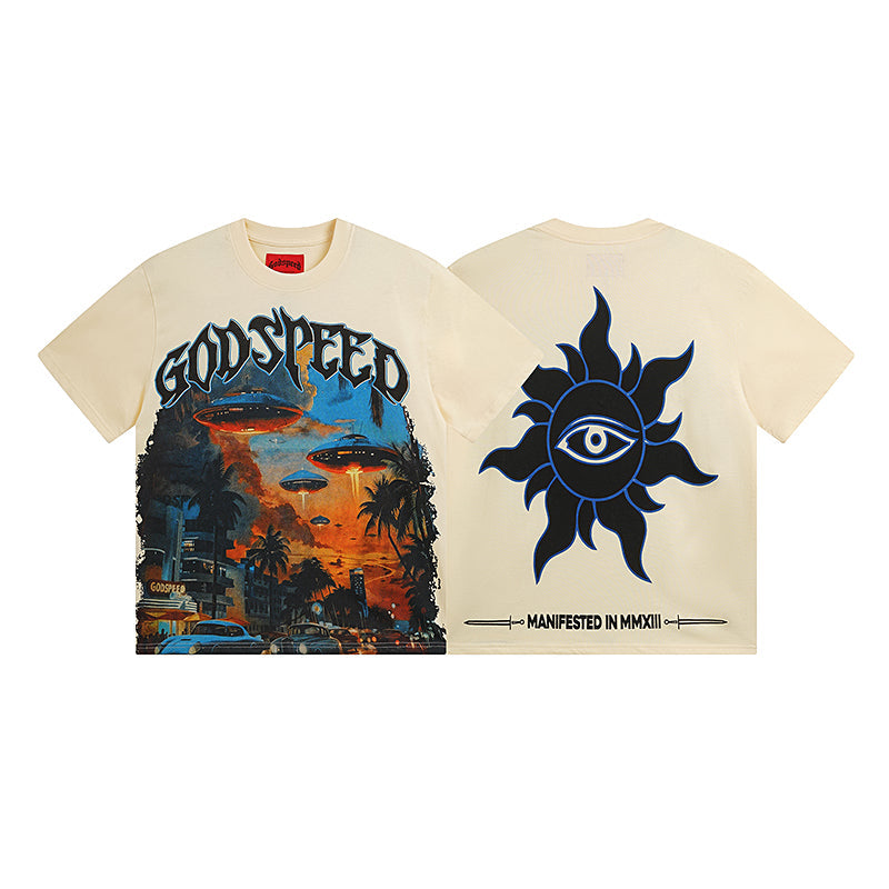 Beige Street Vintage Washed T-Shirt (Crafted Print) 3066