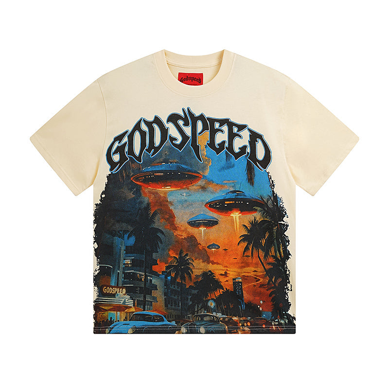 Beige Street Vintage Washed T-Shirt (Crafted Print) 3066