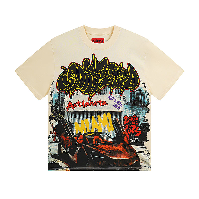 Beige Street Vintage Washed T-Shirt (Crafted Print) 3071