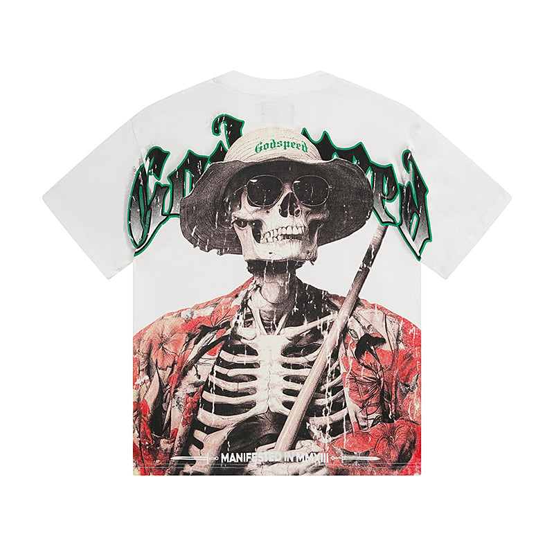 White Street Vintage Washed T-Shirt (Crafted Print) 3093