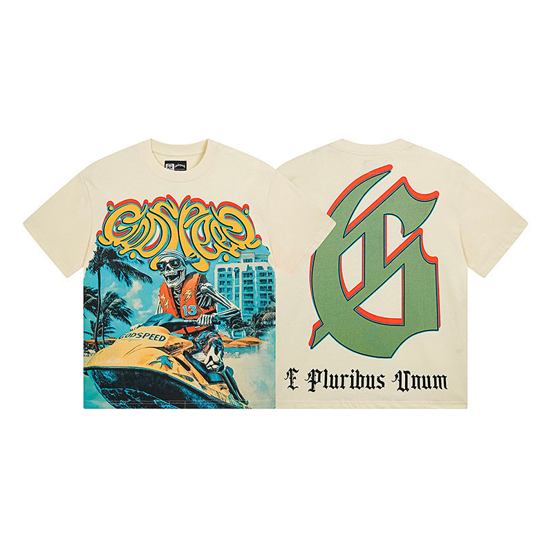 Beige Street Vintage Washed T-Shirt (Crafted Print) 3111
