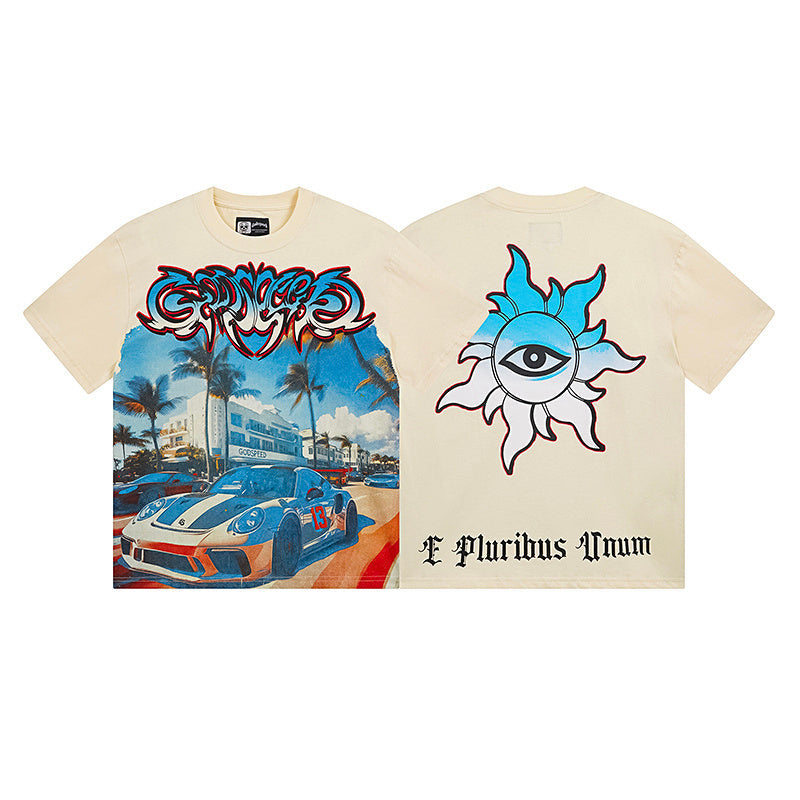 Beige Street Vintage Washed T-Shirt (Crafted Print) 3113