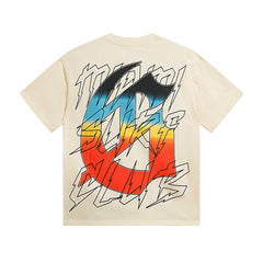 Beige & White Street Vintage Washed T-Shirt (Crafted Print) 3117