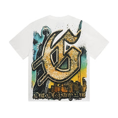 White Street Vintage Washed T-Shirt (Crafted Print) 3120