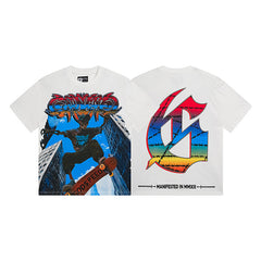 White Street Vintage Washed T-Shirt (Crafted Print) 3128