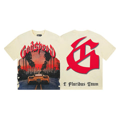 Beige Street Vintage Washed T-Shirt (Crafted Print) 3129