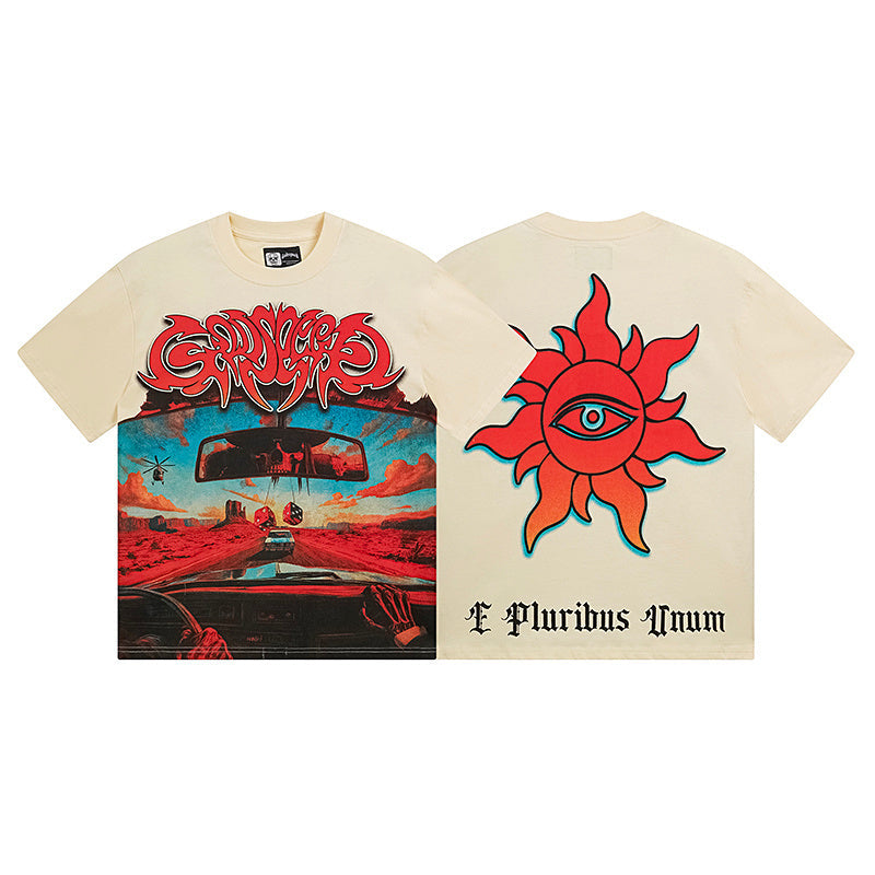 Beige Street Vintage Washed T-Shirt (Crafted Print) 3137