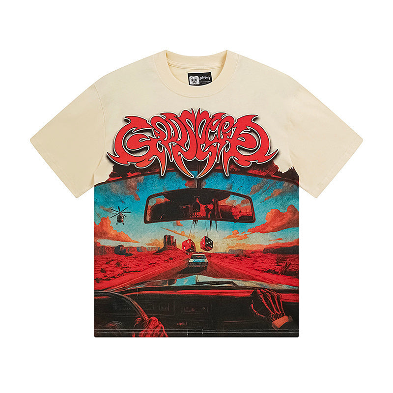 Beige Street Vintage Washed T-Shirt (Crafted Print) 3137