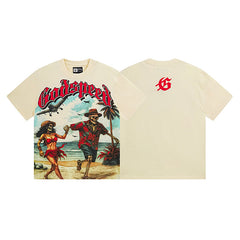 Beige Street Vintage Washed T-Shirt (Crafted Print) 3152