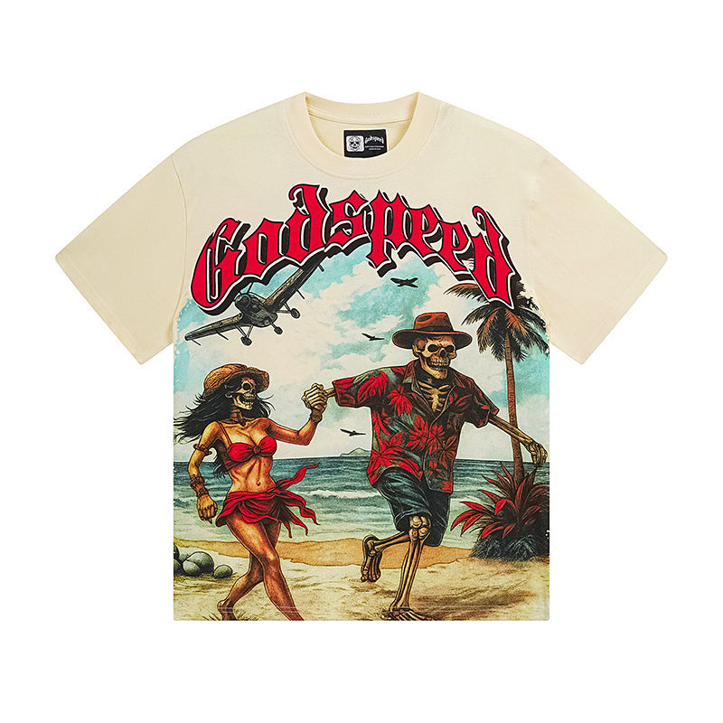 Beige Street Vintage Washed T-Shirt (Crafted Print) 3152