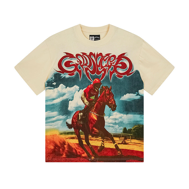 Beige Street Vintage Washed T-Shirt (Crafted Print) 3161
