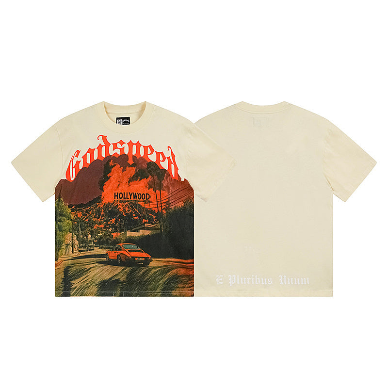 Beige Street Vintage Washed T-Shirt (Crafted Print) 3163