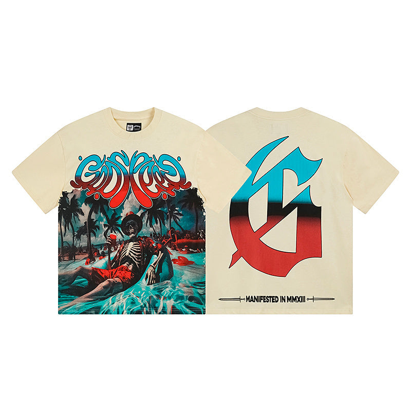 Beige Street Vintage Washed T-Shirt (Crafted Print) 3166