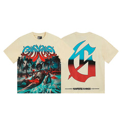 Beige Street Vintage Washed T-Shirt (Crafted Print) 3166