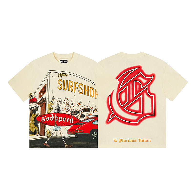 Beige Street Vintage Washed T-Shirt (Crafted Print) 3167