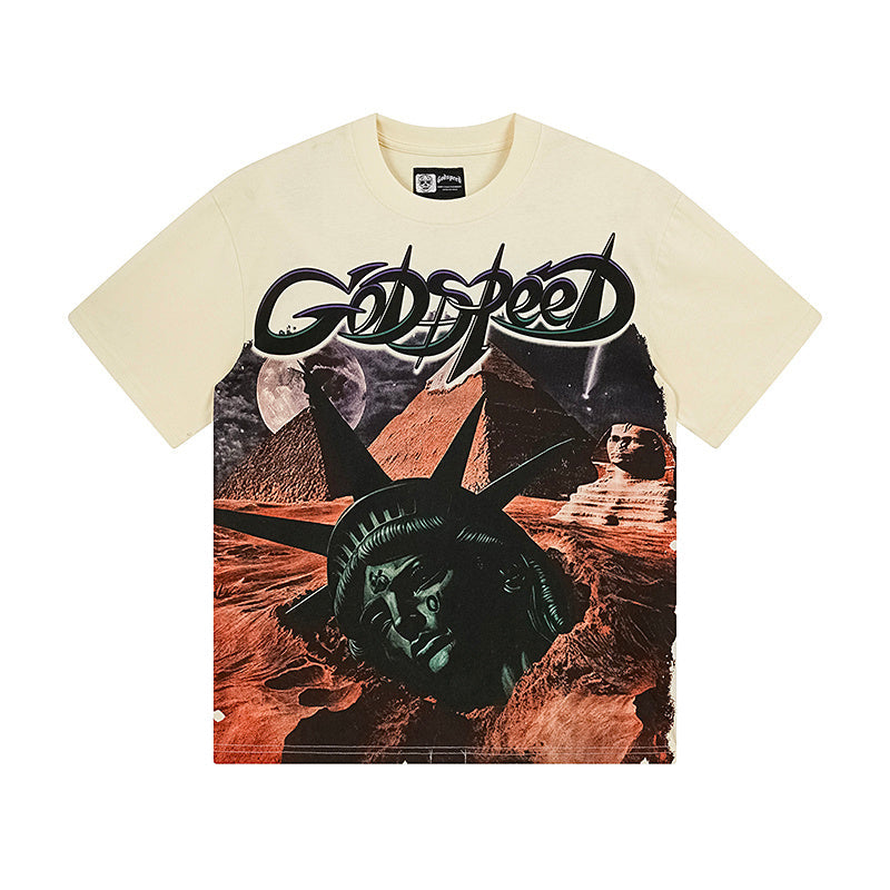 Beige Street Vintage Washed T-Shirt (Crafted Print) 3168