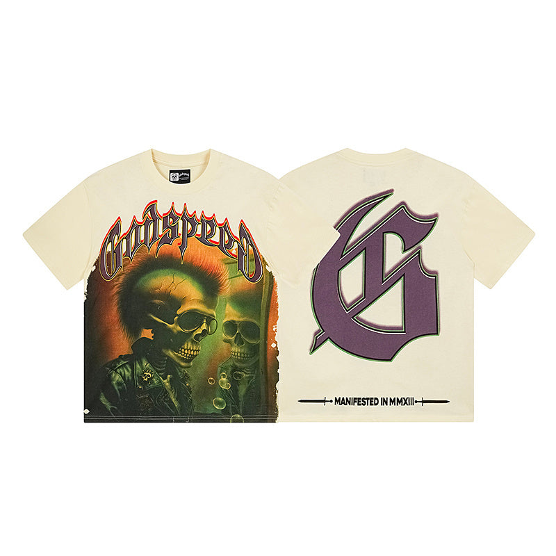Beige Street Vintage Washed T-Shirt (Crafted Print) 3169