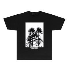 Purple Graffiti Print Short Sleeve T Shirt Streetwear Tee PUR008