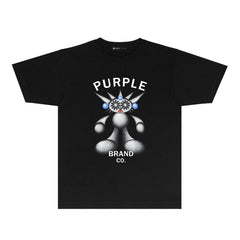 Purple Spiky Bear Graphic T-Shirt Short Sleeve Casual Streetwear Tee PUR046