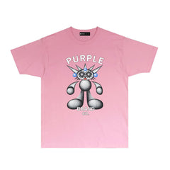 Purple Spiky Bear Graphic T-Shirt Short Sleeve Casual Streetwear Tee PUR046